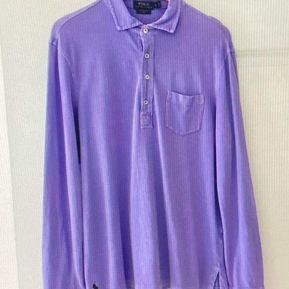 Polo by Ralph Lauren Men's Purple Long Sleeve Polo